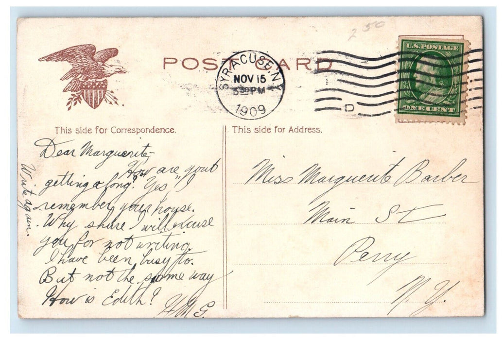 1909 Onondaga Bank Building At Night Syracuse New York NY Postcard
