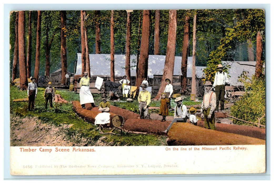 C1907 Timber Camp On the Line of the Missouri Pacific Railway Vintage Postcard