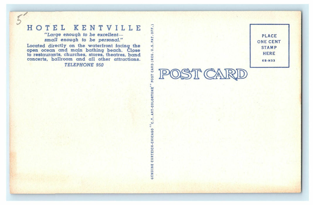c1910 Hotel Kentville, Hampton Beach, New Hampshire, NH Antique Postcard