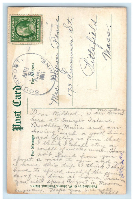1911 Lobster Cove, Boothbay Harbor Maine ME Southport ME Antique Postcard