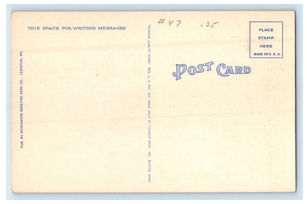 c1940s Boats with Poles Boothbay Harbor ME Merchant Greeting Card Co. Postcard