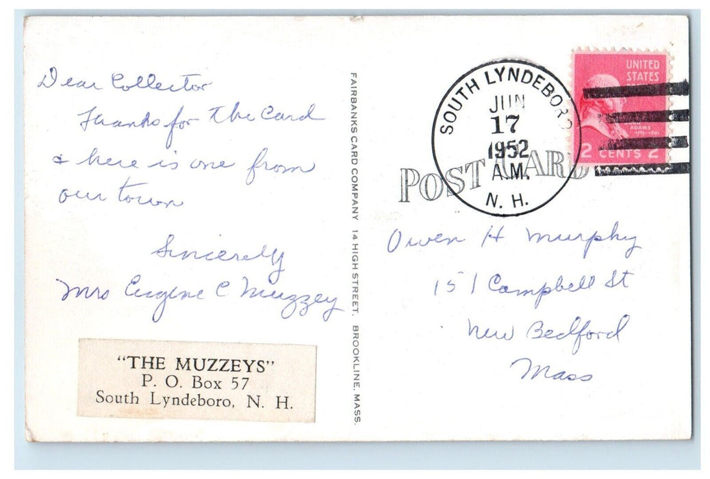 1952 Congregational Church South Lyndeboro New Hampshire NH Antique Postcard
