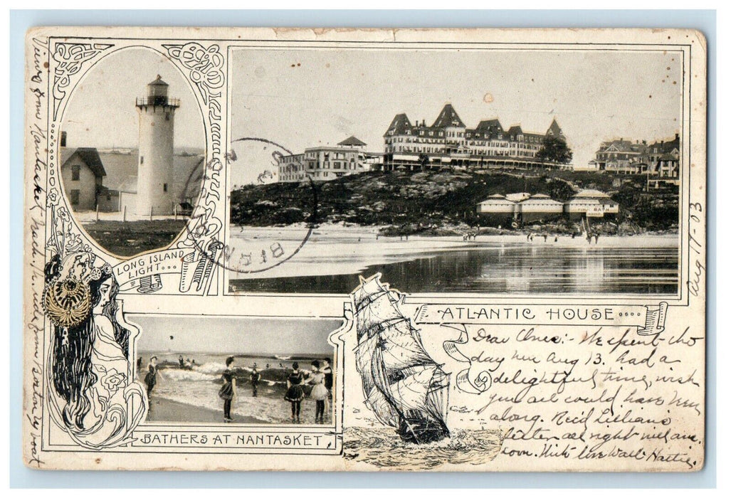 1903 Multiview Of Massachusetts MA, Tourist Attraction Posted Antique Postcard