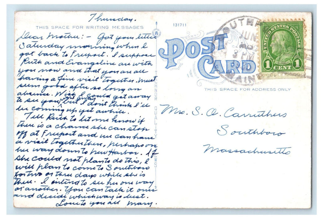 1935 Houses and Trees View, Juniper Point Boothbay Harbor Maine ME Postcard