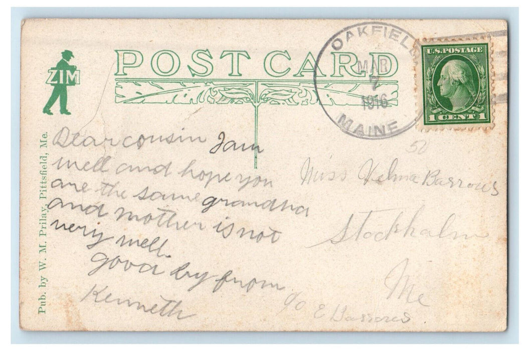 1916 Commercial Street Boothbay Harbor Maine ME Oakfield ME Postcard