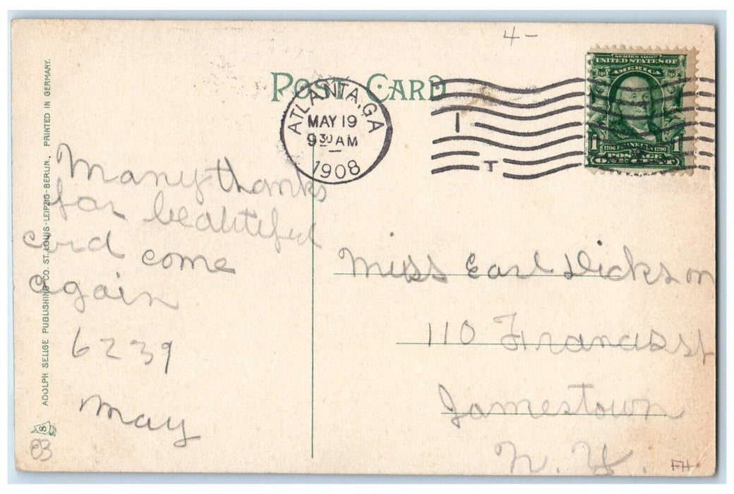 1908 Horse Carriage, New Terminal Station Atlanta Georgia GA Antique Postcard