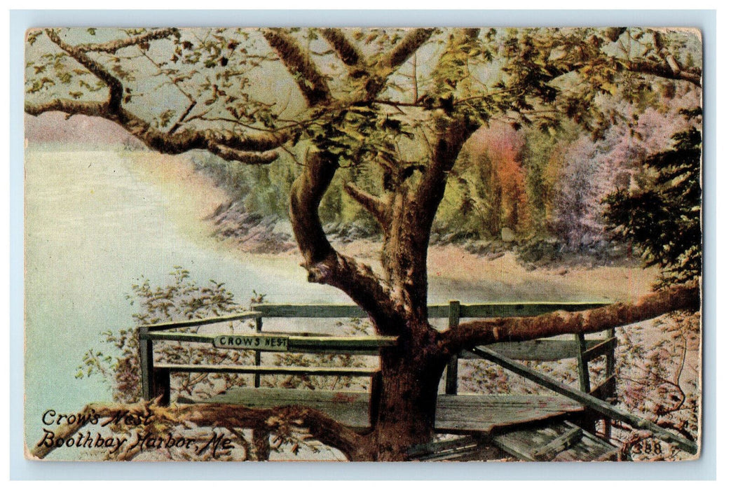 1913 Crow's Nest Boothbay Harbor Maine ME Antique Posted Postcard