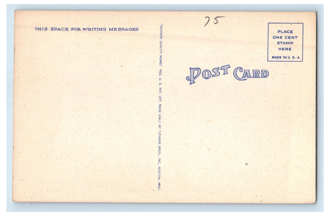 c1940s Car Scene from the Wharf at Boothbay Harbor Maine ME Postcard