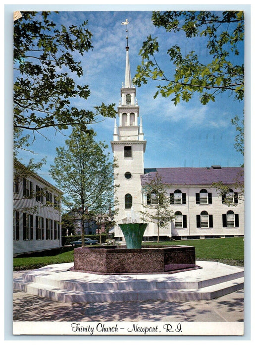 1989 Trinity Church View Fountain Newport Rhode Island RI Vintage Postcard