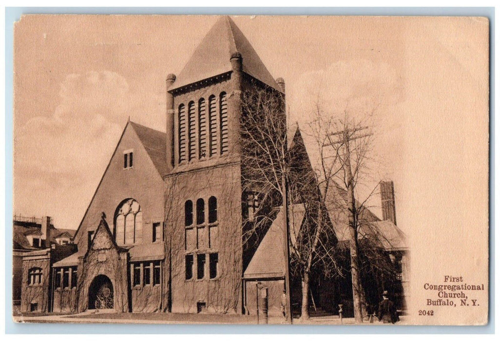 1913 First Congregational Church Buffalo New York NY Posted Antique Postcard