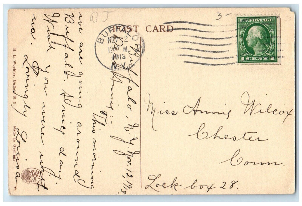 1913 First Congregational Church Buffalo New York NY Posted Antique Postcard