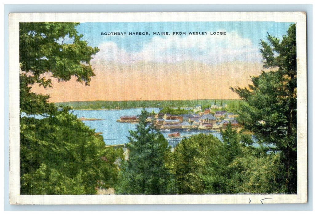 c1920s View of Houses From Wesley Lodge, Boothbay Harbor Maine ME Postcard