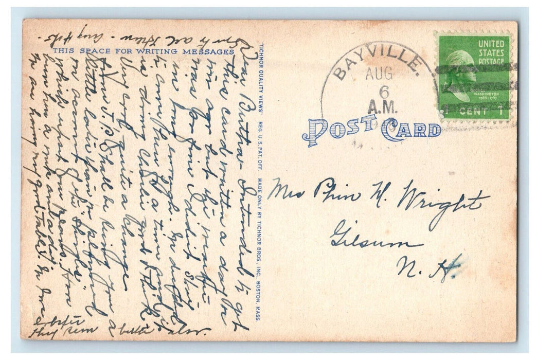 c1940s Car Scene from the Wharf at Boothbay Harbor Maine ME Posted Postcard