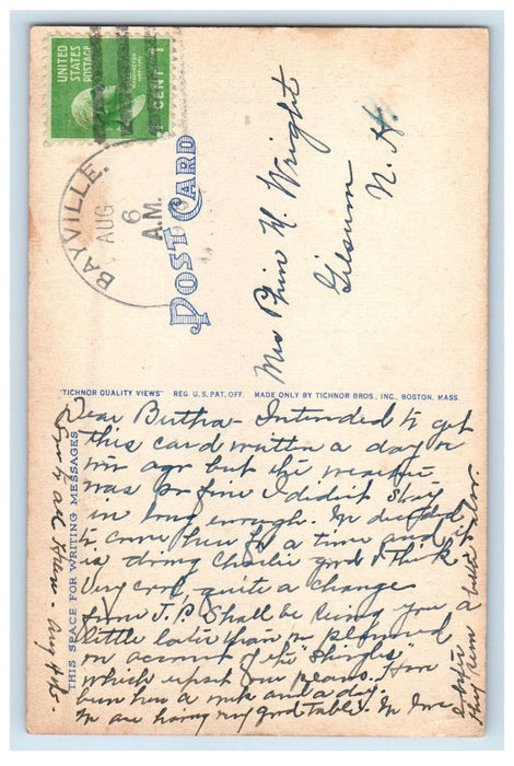 c1940s Car Scene from the Wharf at Boothbay Harbor Maine ME Posted Postcard