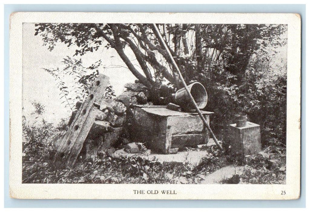 1921 The Old Well, Bucket, Stick, Boothbay Harbor Maine ME Antique Postcard