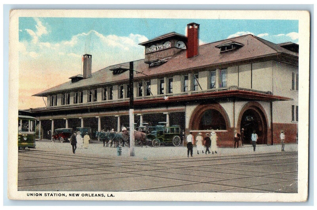 1929 Trolley Car, Union Station New Orleans Louisiana LA Posted Vintage Postcard