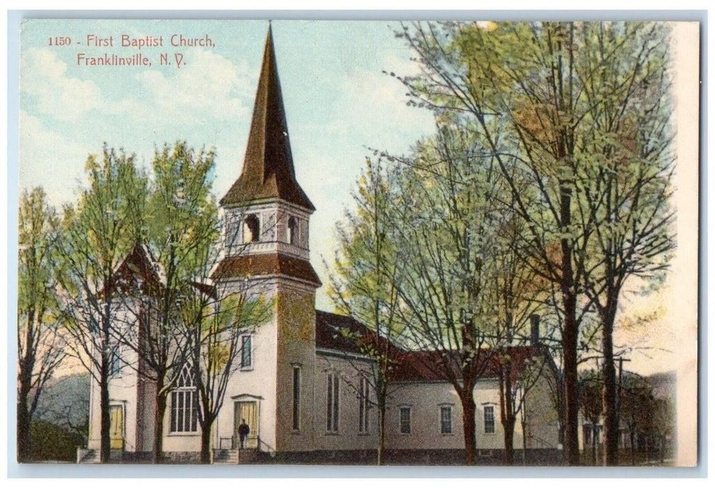 c1910's Baptist Church Street View Franklinville New York NY Antique Postcard