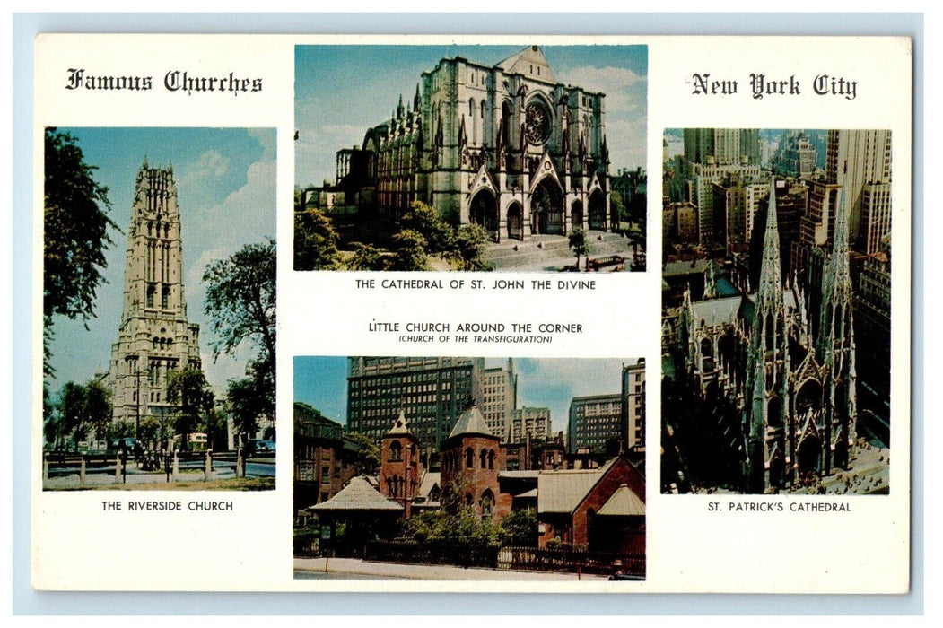 Famous Little Churches Around The Corner New York City NY, Multiview Postcard