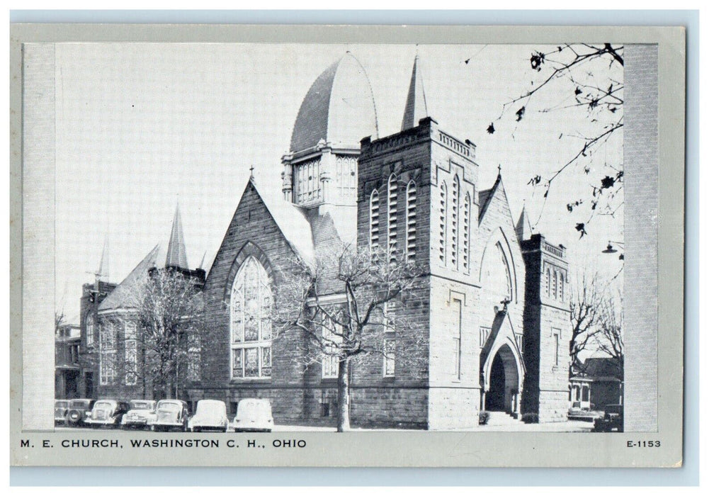 M. E. Church Cars Street View Washington C.H. Ohio OH Unposted Vintage Postcard