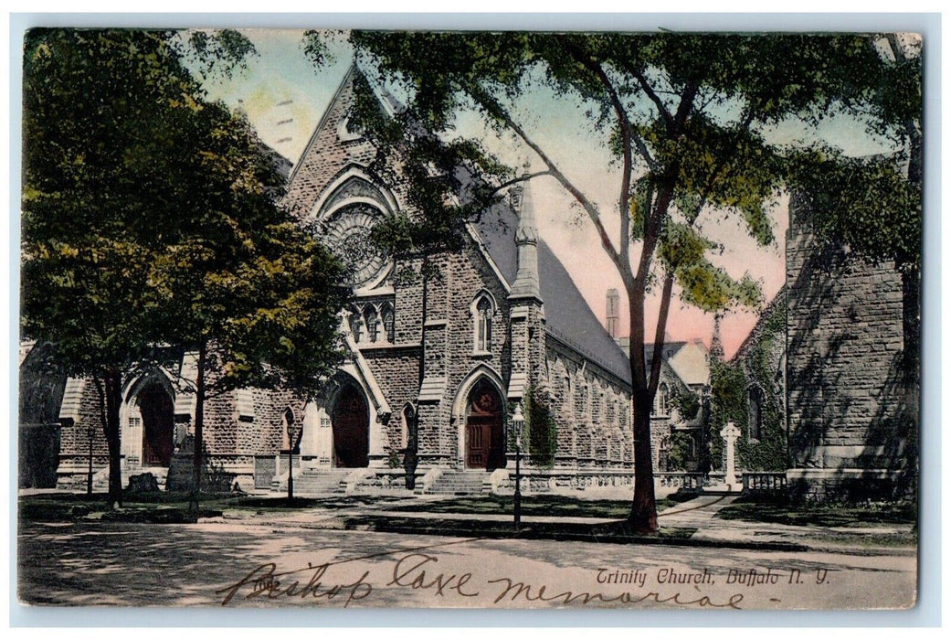 1909 Trinity Church Street View Buffalo New York NY Posted Antique Postcard