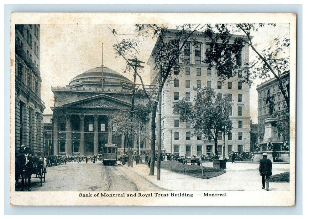 Bank Of Montreal And Royal Trust Building Trolley Montreal Canada Postcard