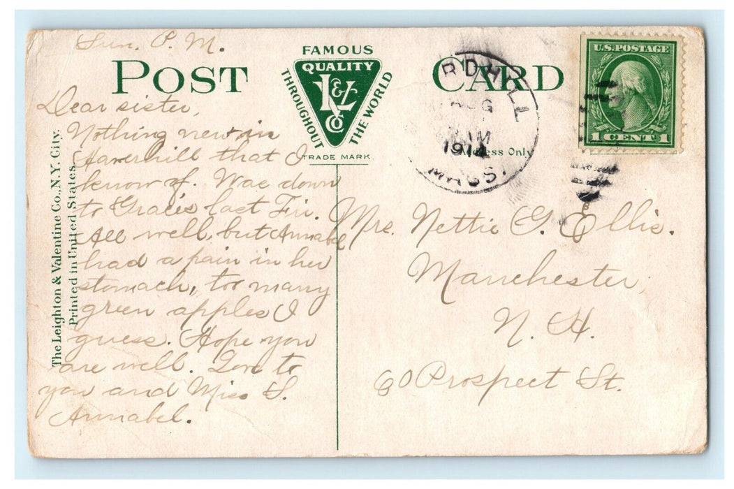 1914 The Motor Boat Fleet Anchor Merrimac River Haverhill Massachusetts Postcard