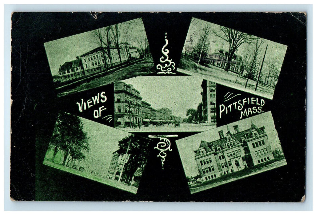 1907 Multiviews of Pittsfield Massachusetts MA Rotterdam Junction Postcard
