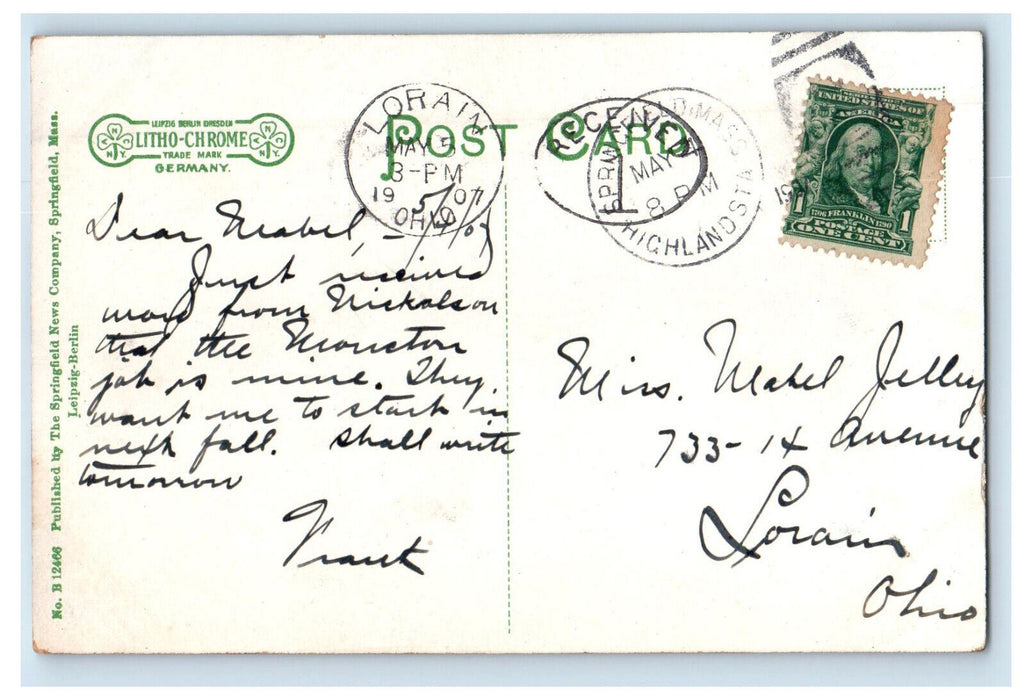 1907 Springfield Canoe Association & Boat Club Springfield MA Posted Postcard
