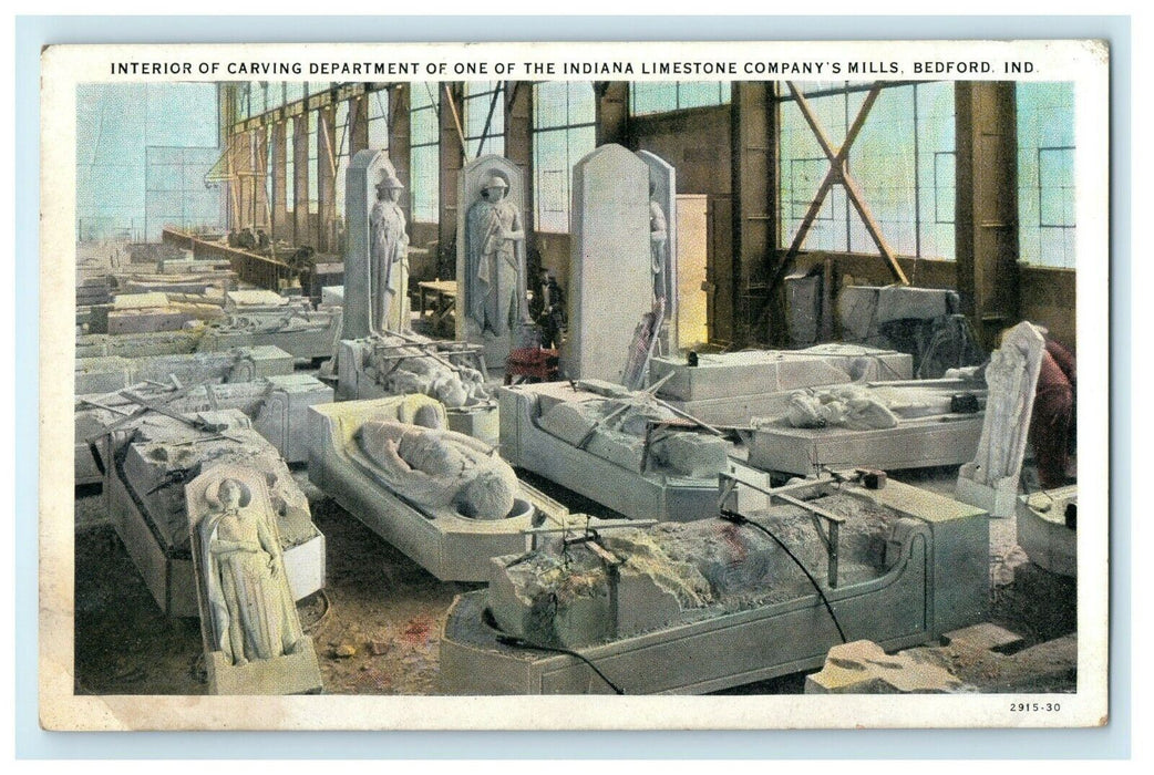 Interior Carving Department Indiana Limestone Mills Bedford Indiana IN Postcard