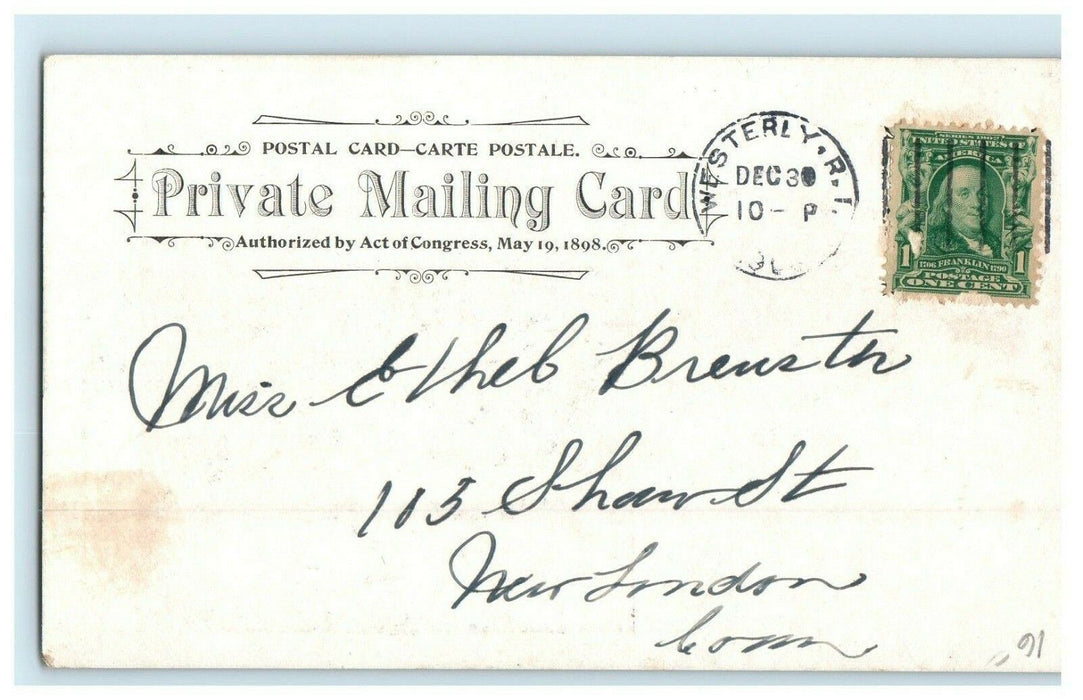 1901 W Broad Street School, Westerly, Rhode Island RI Antique Posted Postcard