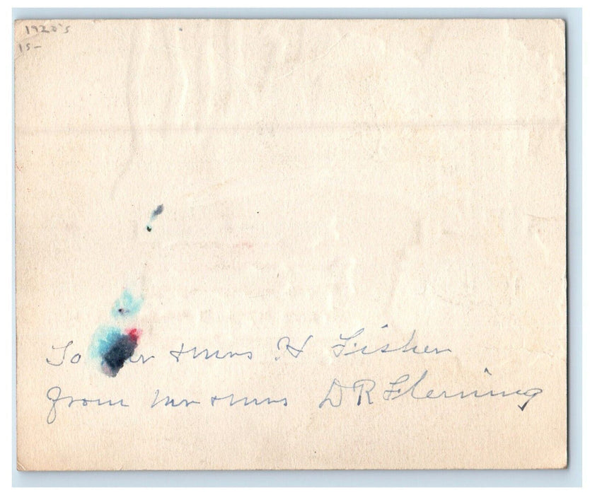 c1920's Merry Christmas Greetings House Holly Winter Snow Vintage Postcard