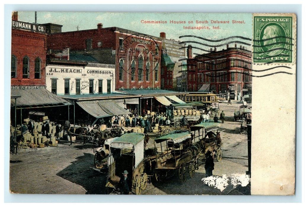 1909 Commission Houses "Stamp on View Side" Indianapolis Indiana IN Postcard