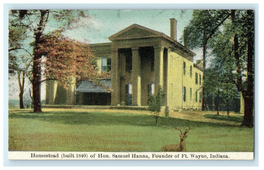 1910 Samuel Hanna Homestead Founder Of Ft. Wayne Indiana IN Antique Postcard