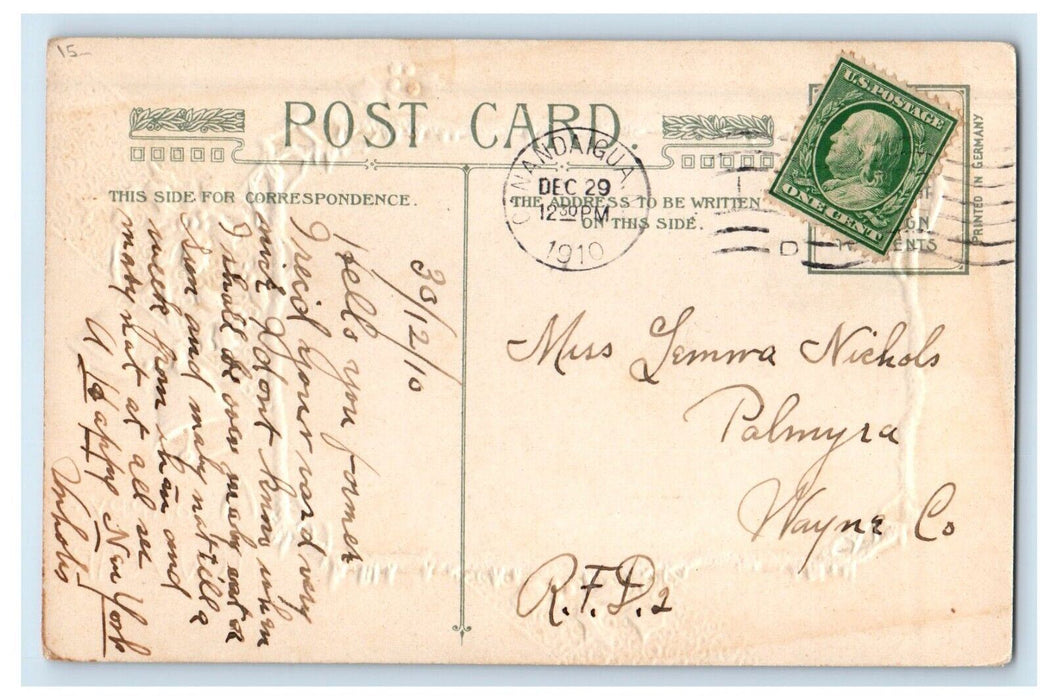 1910 New Year Greetings Donkey Barn Children John Winsch Artist Signed Postcard