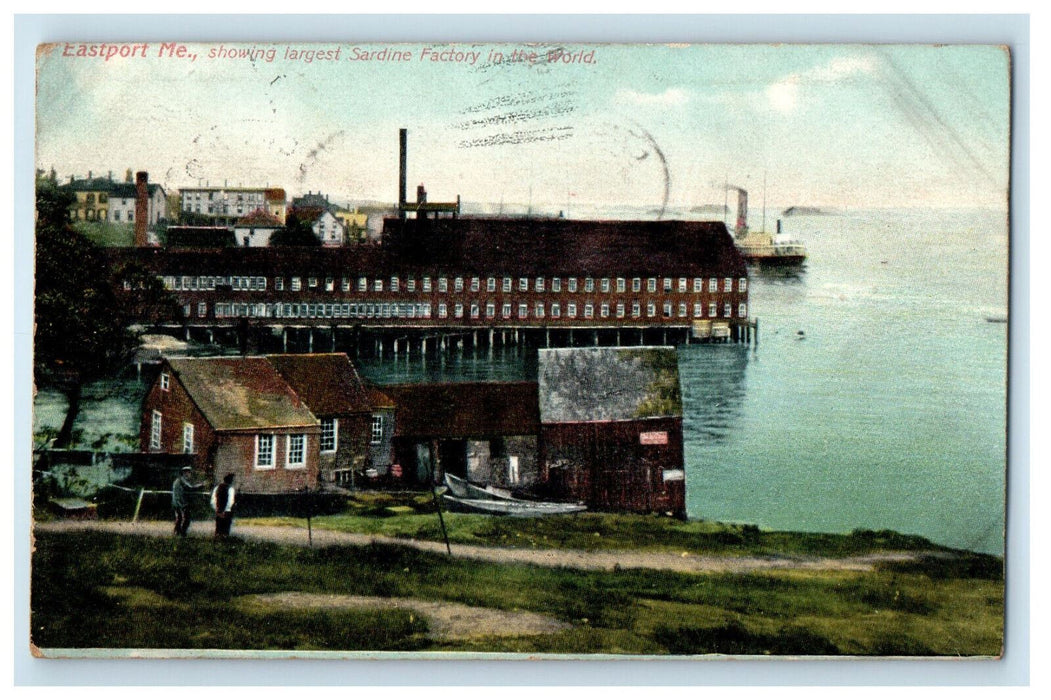 1907 Showing Largest Sardine Factory In the World Eastport Maine ME Postcard