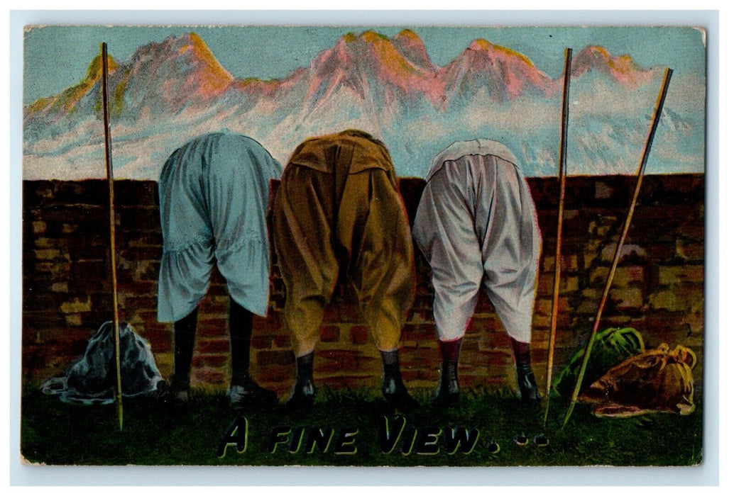 1913 Girls Bending Over Butts Humor Fine View Spangle Pennsylvania PA Postcard