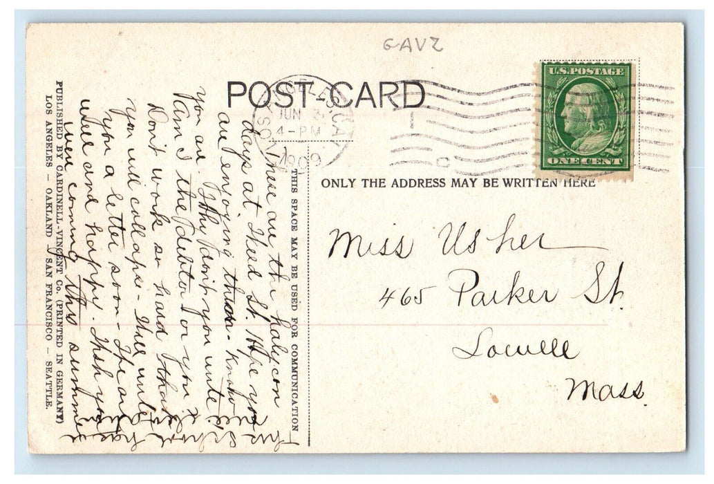 1909 State Normal School Los Angeles California CA Antique Posted Postcard