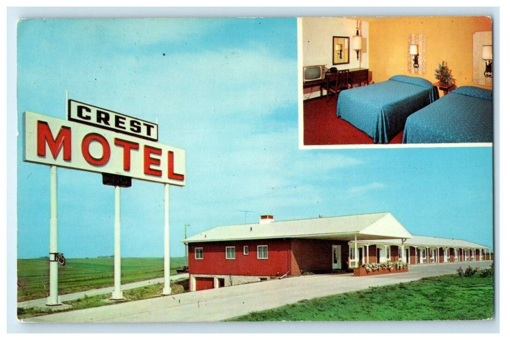 1969 The Crest Hotel Room View Williamsburg Iowa IA Posted Vintage Postcard