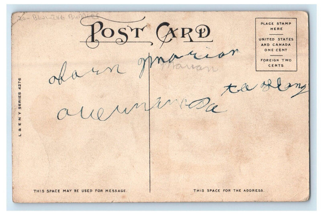 c1910's Birthday Greetings Little Boy Child Blowing Bubbles Antique Postcard