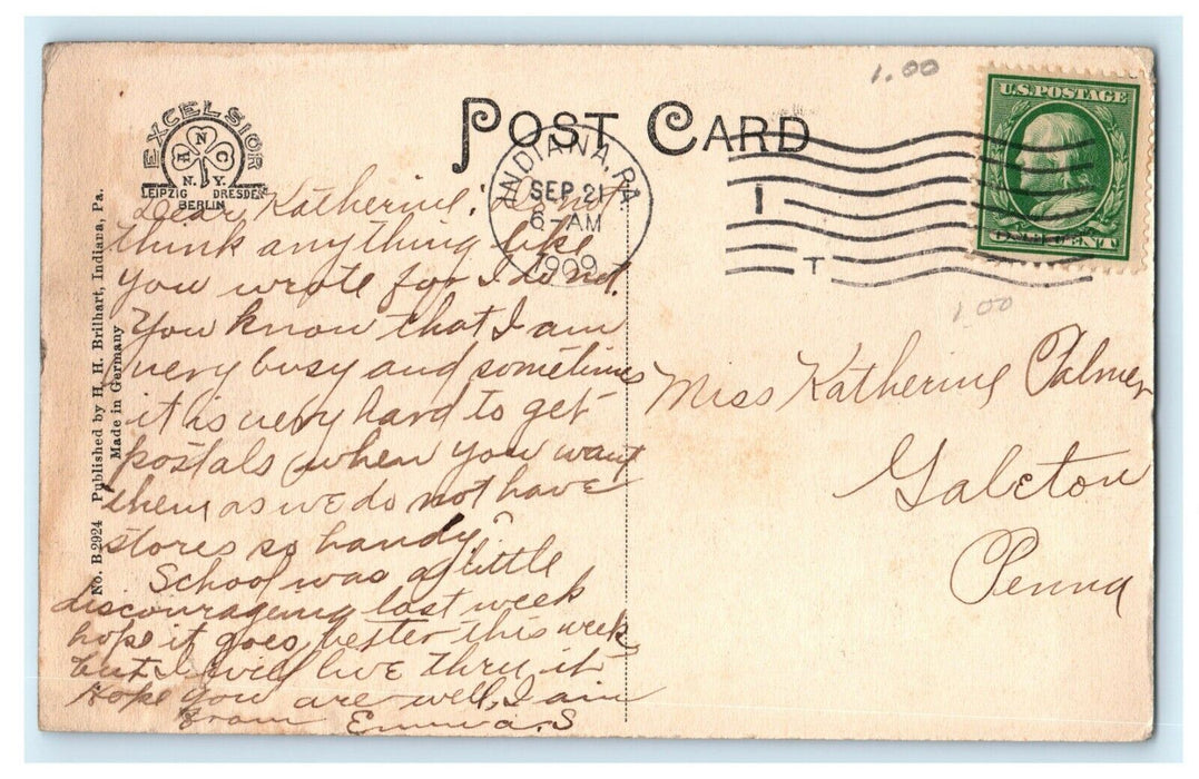 1909 Indiana PA, Pumping Station on Two-Lick Creek in Pennsylvania Postcard