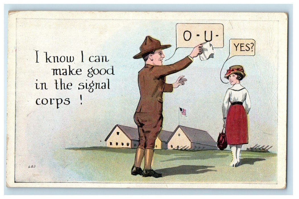 1918 Soldier Letter Girl Purse Bag WWI Humor Syracuse NY Posted Antique Postcard
