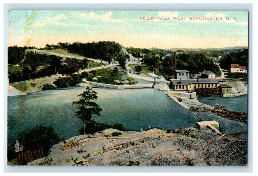 c1910's View Of Kelley Falls West Manchester New Hampshire NH Antique Postcard