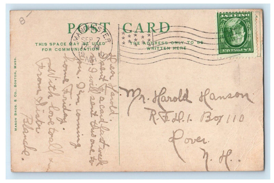 1910 Elm Street View Trolley Cars Manchester New Hampshire NH Antique Postcard