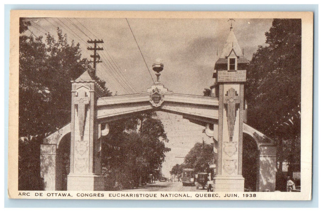 1938 Arc De Ottawa, Congres Eucharistique National Quebec Canada Postcard