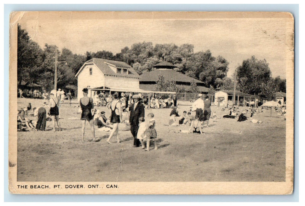 c1910 Crowd Scene on The Beach Port Dover Ontario Canada Antique Postcard