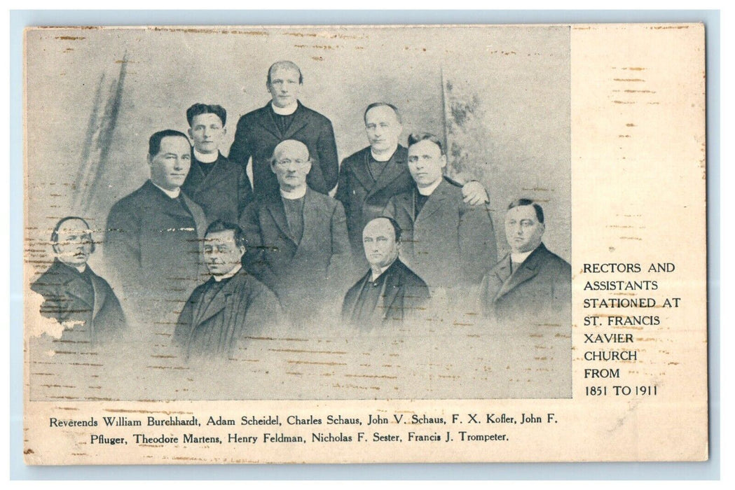 c1910's St. Francis Xavier Church Reactors And Assistants Stationed Postcard