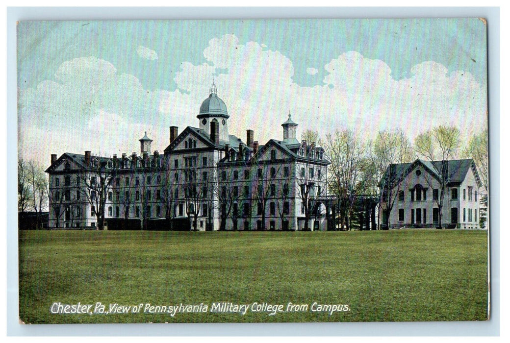 1910 Chester PA, View Of Pennsylvania Military College From Campus Postcard