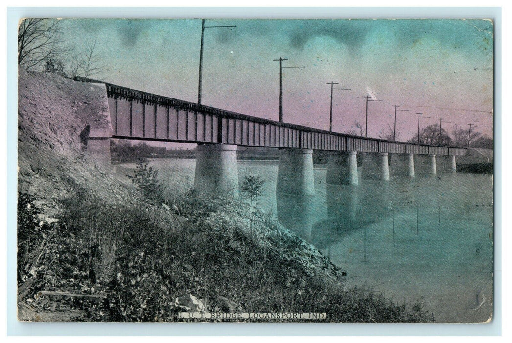 1910 Letter To A Friend, I.U.T. Bridge, Logansport, Indiana IN Antique Postcard