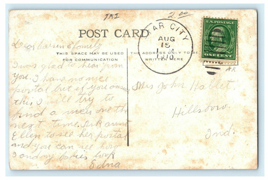 1910 Letter To A Friend, I.U.T. Bridge, Logansport, Indiana IN Antique Postcard