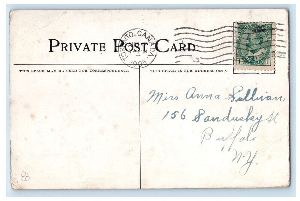 1905 Boat Scene, Heart Island From New York State to Canada Posted Postcard